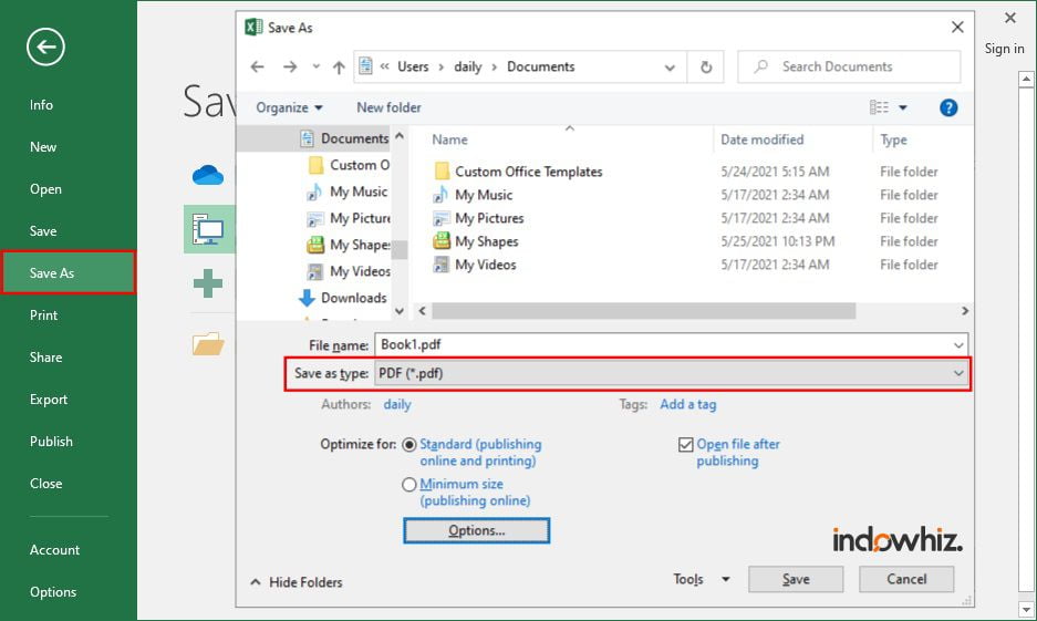 Microsoft Excel feature to save a chart as PDF