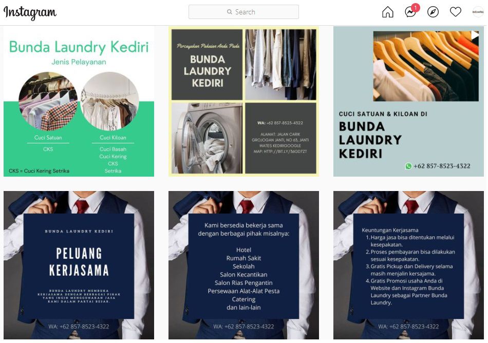 Instagram Bunda Laundry, Salah Satu Bisnis Offline Milik Mahasiswa