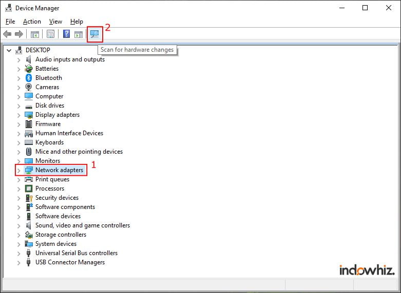 scan new network device pada Device Manager