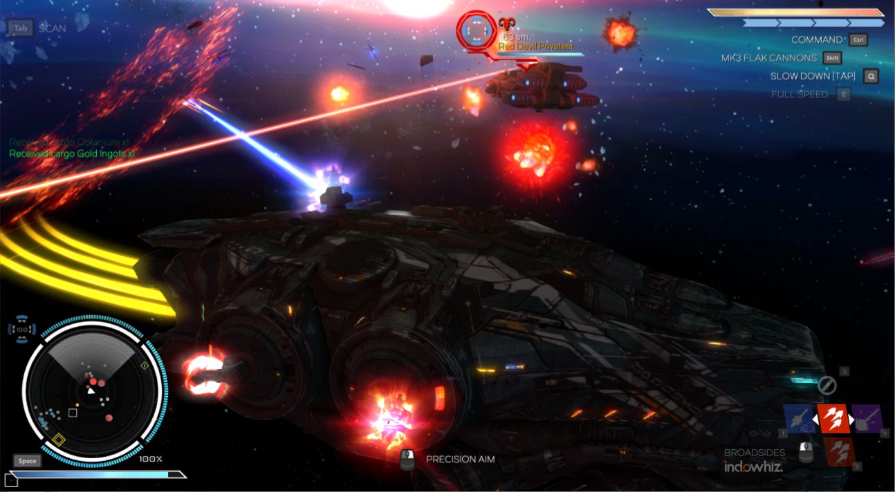 Battle scene in Rebel Galaxy