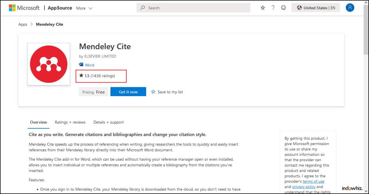 Mendeley Cite on Microsoft Store