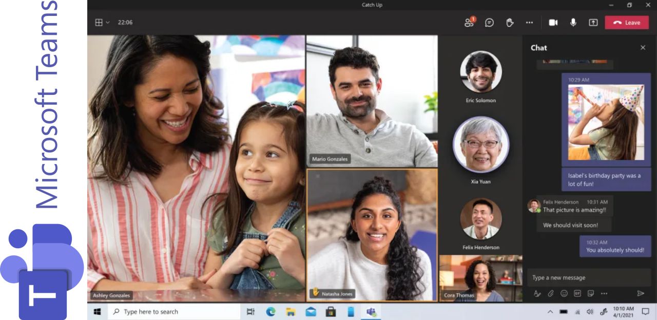 Microsoft Teams video conferencing platform for online or virtual meetings