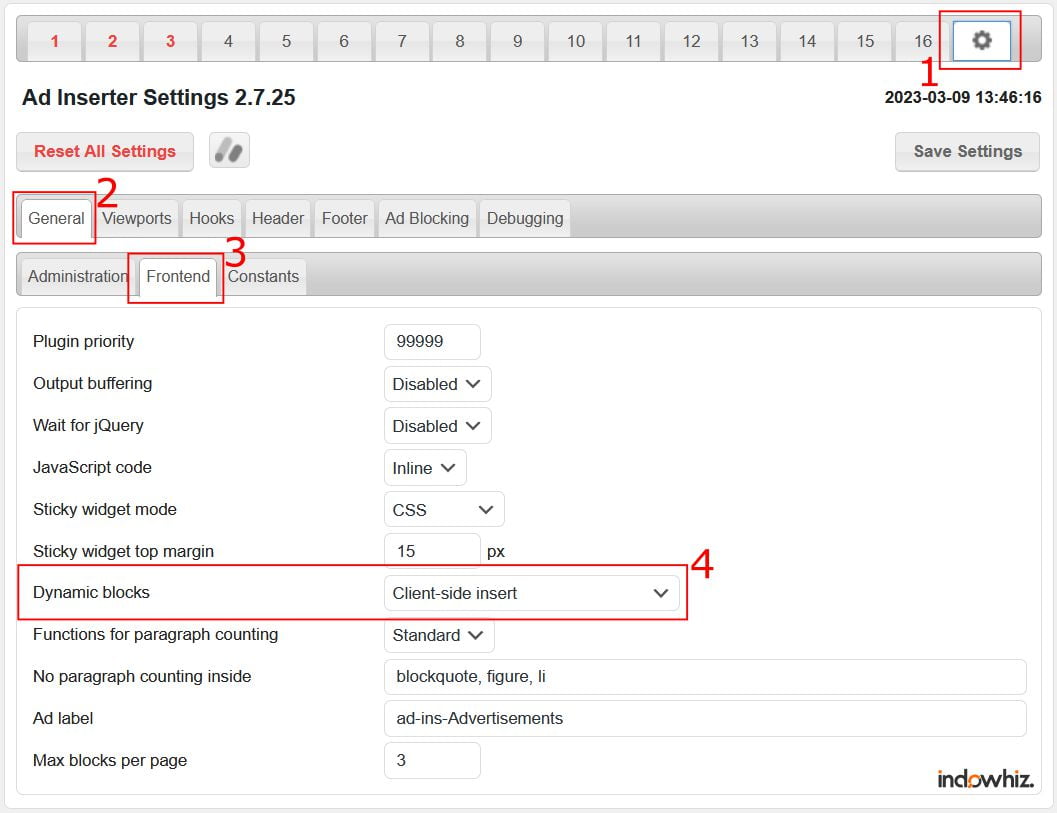 Change Ad Inserter setting to use "client-side insert" for dynamic blocks.