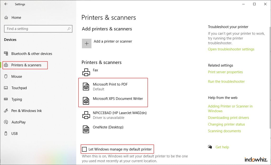 Change Windows default printer