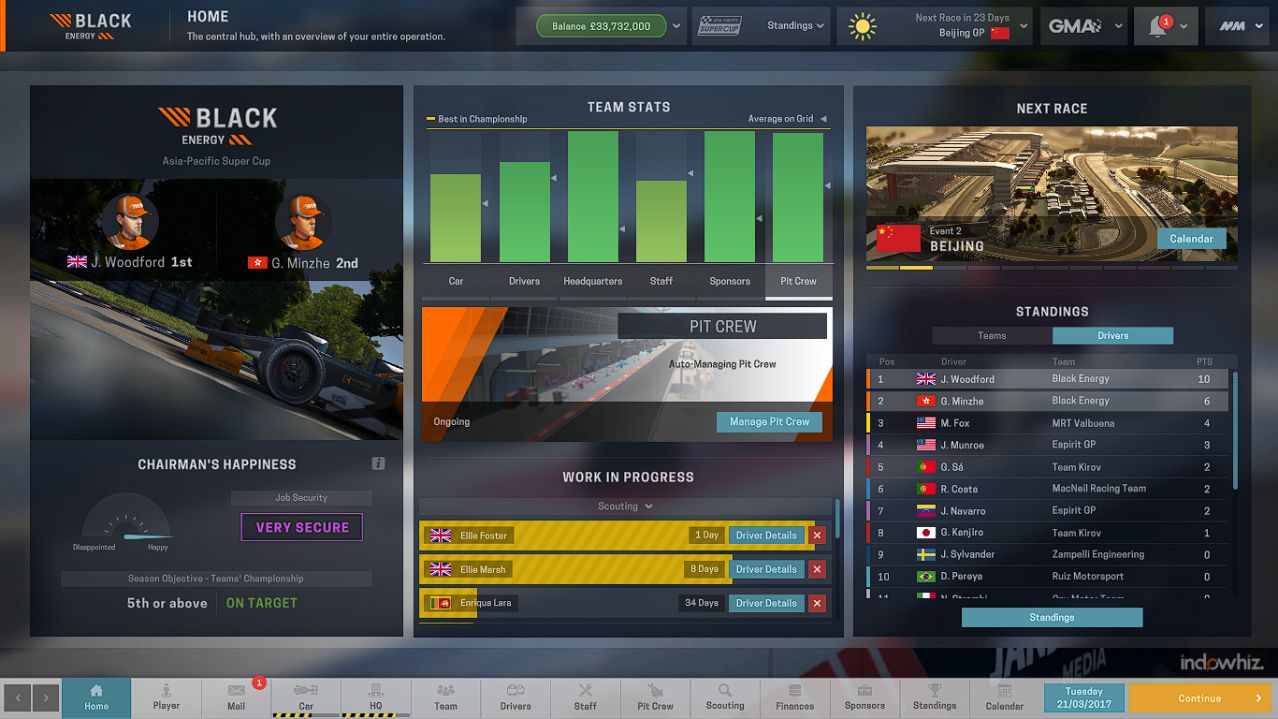 Motorsport Manager - Career Home Screen